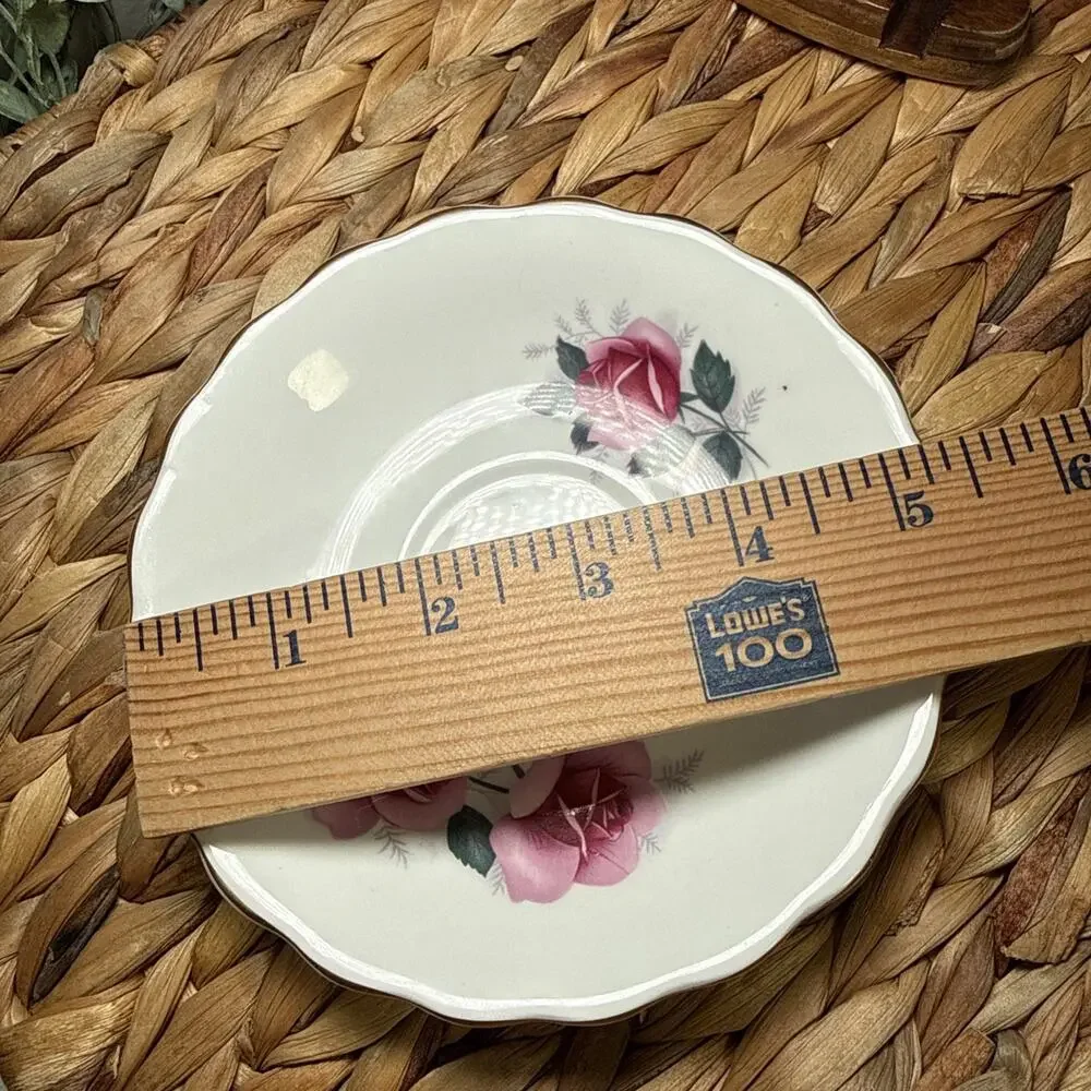 Royal Dover Bone China Saucer Pink Roses England Vintage Scalloped Floral 5.5